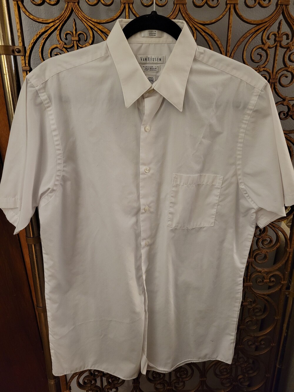 Vintage 90s Van Heusen Short Sleeve White Poplin Shirt